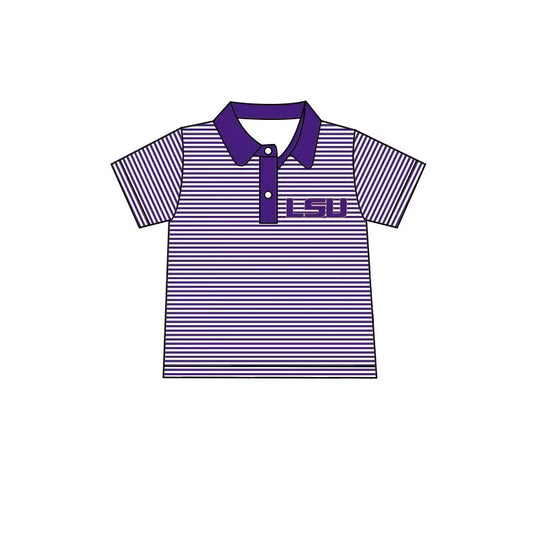 (Custom Design Preorder MOQ 5)  Team's LSU Print Boys Summer Polo Tee Shirts Top