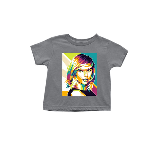 (Custom Design Preorder MOQ 5) Grey Singer Swiftie Print Girls Summer Tee Shirts Top