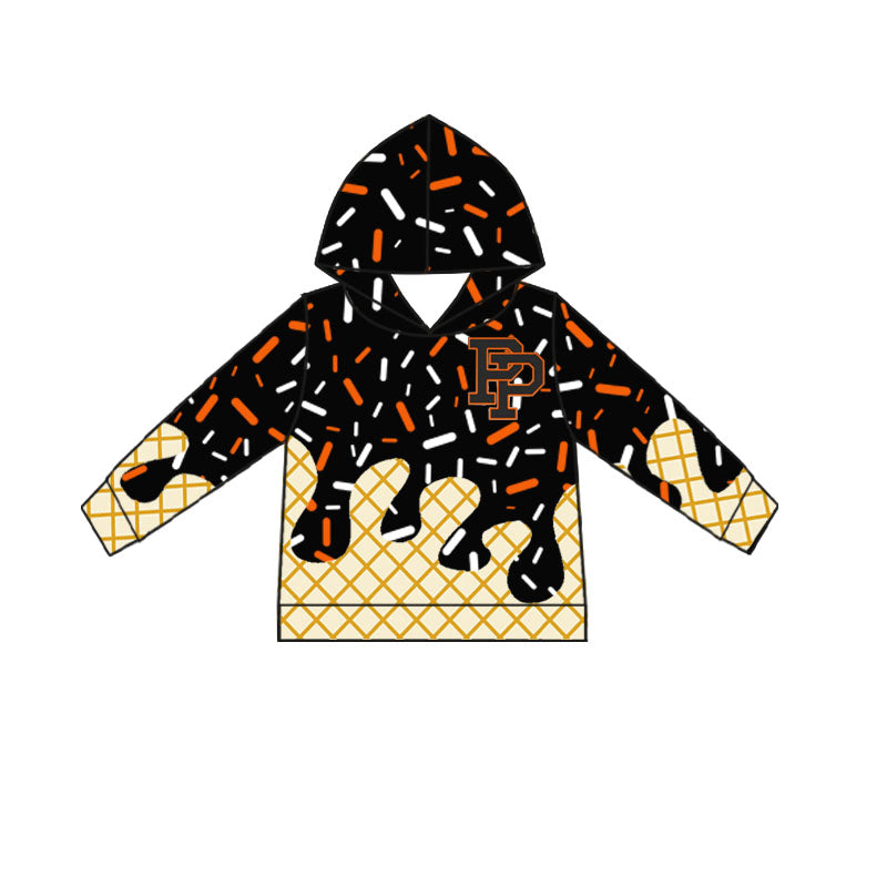 (Custom Design Preorder MOQ 5 Each Item)Team's Pilot Point Black Sprinkles Print Hoodie Top Mom and Me Matching Clothes