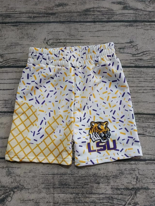 (Custom Design Preorder MOQ 5 ) Team's White Tiger LSU Sprinkles Adult Bottom Shorts