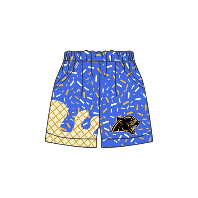 (Custom Design Preorder MOQ 5 Each Item) Team's Blue Sprinkles Print Summer Bottom Shorts Mom and Me Matching Clothes