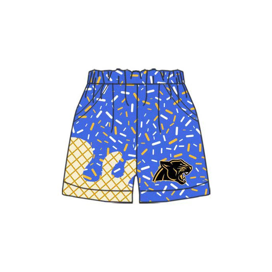 (Custom Design Preorder MOQ 5 Each Item) Team's Blue Sprinkles Print Summer Bottom Shorts Mom and Me Matching Clothes