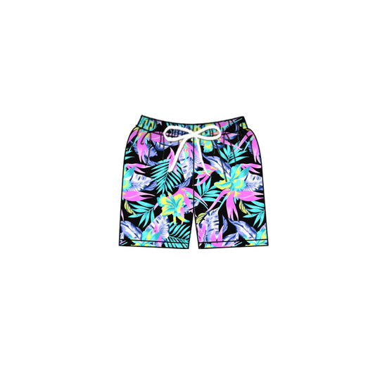 (Custom Design Preorder MOQ 5) Leaf Print Boys Swim Trunks