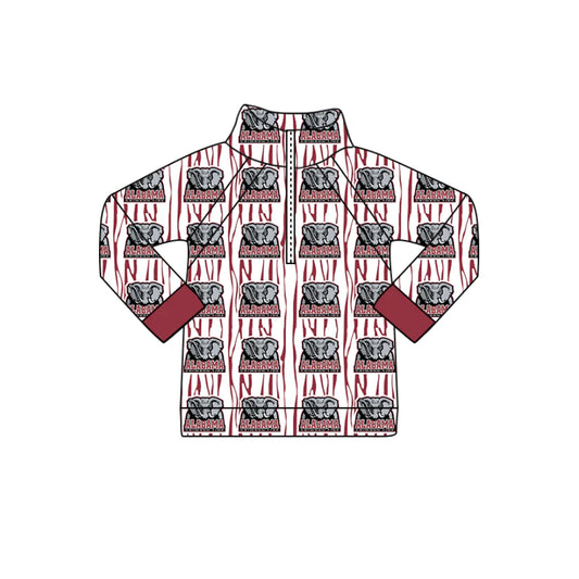 (Custom Design Preorder MOQ 5 Each Design) Team's Alabama Print Pullover Zipper Top Mom and Me Matching Clothes