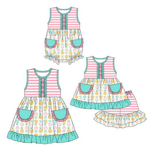 12.14(Custom Design Preorder MOQ 5 Each Design) Fruits Print Girls Summer Matching Clothes Sisters Wear