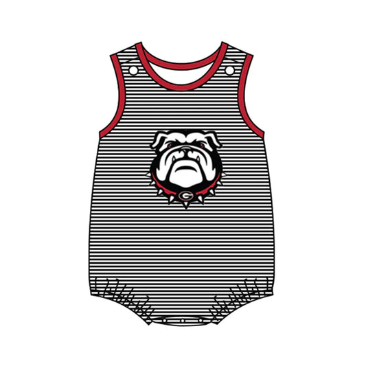 (Custom Design Preorder MOQ 5) Team's Georgia Stripes Print Baby Boys Summer Romper