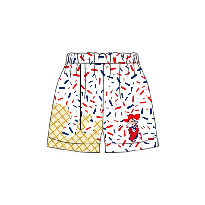 (Custom Design Preorder MOQ 5 Each Item) Team's Ole Miss Sprinkles Print Summer Bottom Shorts Mom and Me Matching Clothes