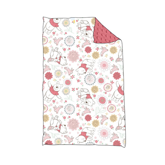 (Custom Design MOQ 5) NO.4 Cartoon Bear Bunny Flowers Print Baby Easter Blanket