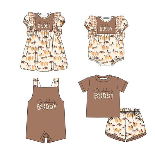 11.21(Custom Design Preorder MOQ 5 Each Design)Daddy's Buddy Duck Print Kids Summer Matching Clothes Sibling Wear