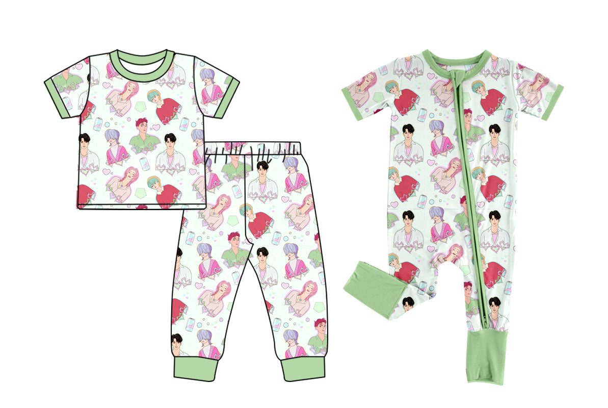 (Custom Design Preorder MOQ 5 Each Design) Cartoon Demon Movie Heart Print Boys Matching Clothes Brothers Wear