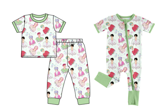 (Custom Design Preorder MOQ 5 Each Design) Cartoon Demon Movie Heart Print Boys Matching Clothes Brothers Wear
