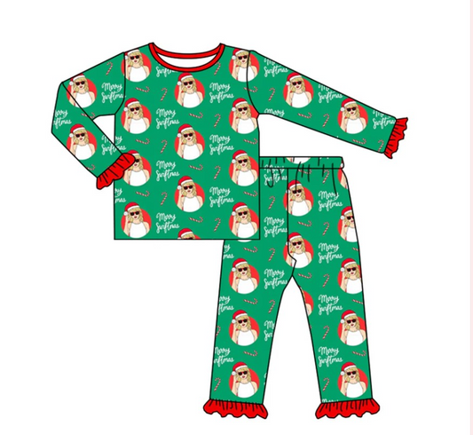 (Split Order Preorder) Deadline October 28  Singer Swiftie Candy Cane Print Girls Christmas Pajamas Clothes Set