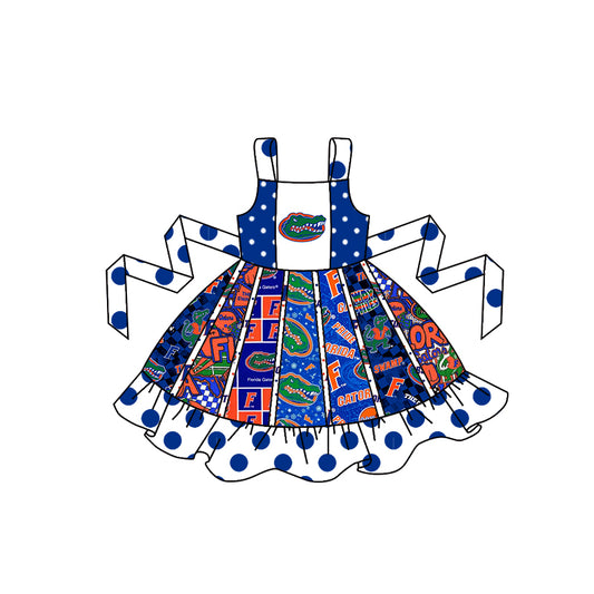 (Custom Design Preorder MOQ 5) Team's Florida Print Girls Summer Knee Length Dress