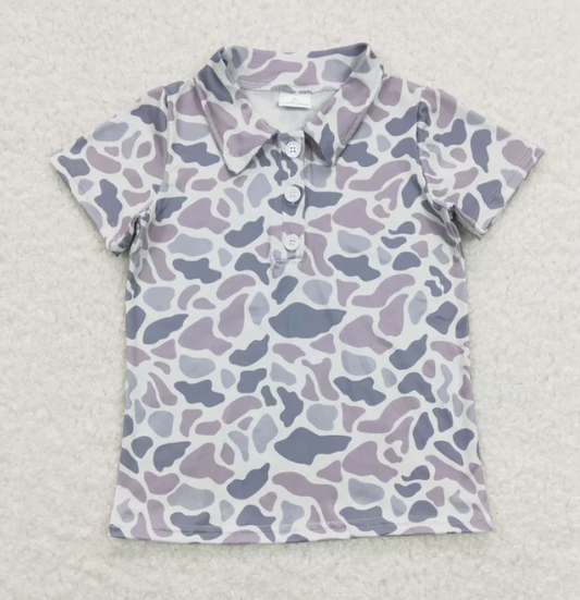 (Split Order Preorder) Deadline November 10 Grey Camo Print Adult Polo Tee Shirts Top