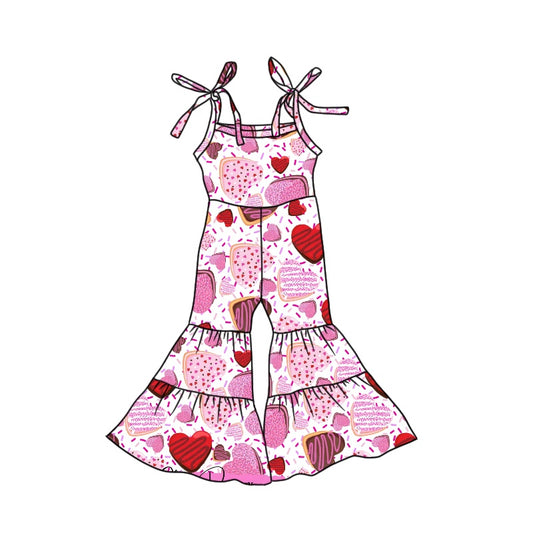 (Custom Design Preorder MOQ 5) Heart Cake Print Girls Valentine's Jumpsuit