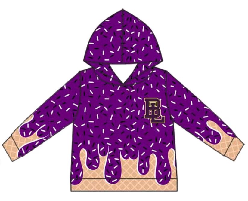 (Custom Design Preorder MOQ 5 Each Item)Team's BL Purple Sprinkles Print Hoodie Top Mom and Me Matching Clothes
