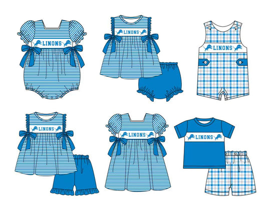 (Custom Design Preorder MOQ 5 Each Design) Team's Linons Print Kids Summer Matching Clothes Sibling Wear