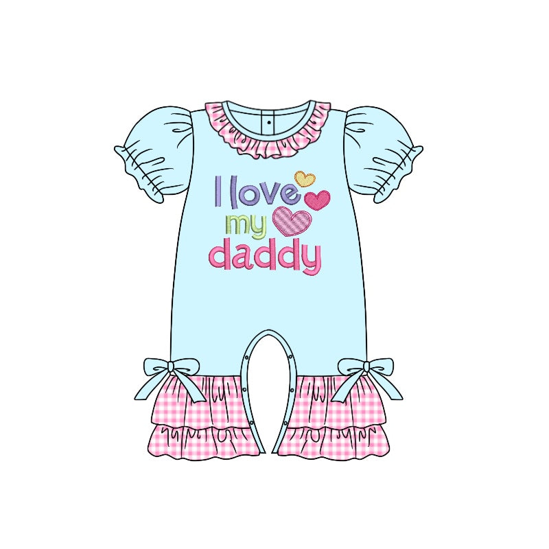 (Custom Design Preorder MOQ 5) I LOVE MY DADDY Print Baby Girls Summer Romper