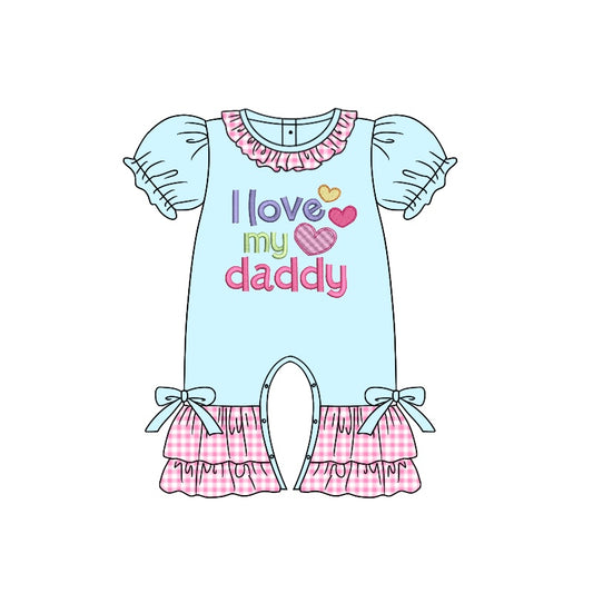 (Custom Design Preorder MOQ 5) I LOVE MY DADDY Print Baby Girls Summer Romper