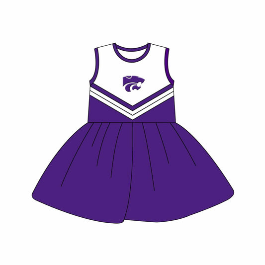 (Custom Design Preorder MOQ 5) Team's Kansas Print Girls Summer Knee Length Dress