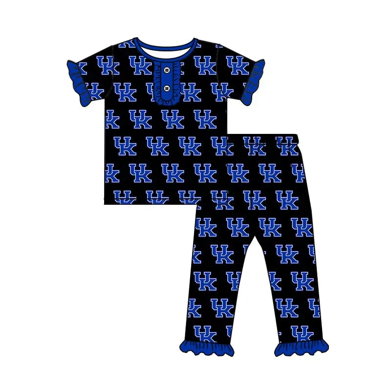 (Custom Design Preorder MOQ 5) Team's Kentucky UK Print Girls Pajamas Clothes Set