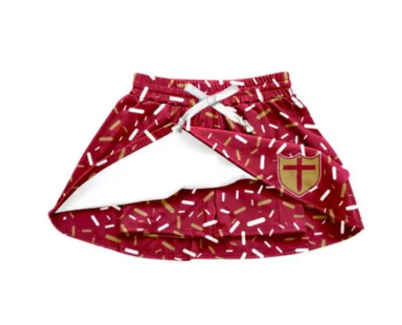 (Custom Design Preorder MOQ 5 Each Item) Team's Red Sprinkles Print Summer Bottom Skirts Shorts Mom and Me Matching Clothes