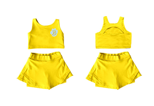 (Custom Design Preorder MOQ 5) Team's Bath Wildcats Print Tank Backless Top Shorts Skirts Girls Summer Yoga Clothes Set