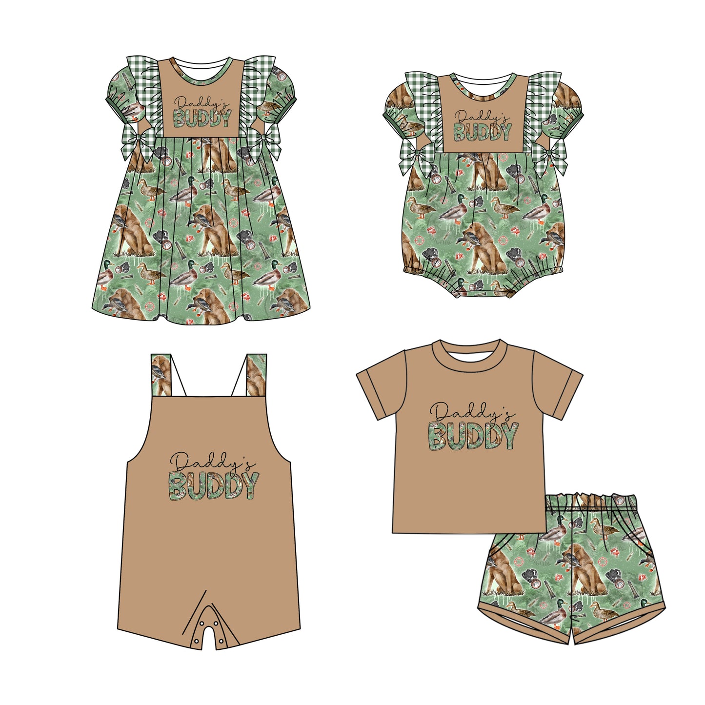 11.21(Custom Design Preorder MOQ 5 Each Design)Daddy's Buddy Dog Duck Print Kids Summer Matching Clothes Sibling Wear