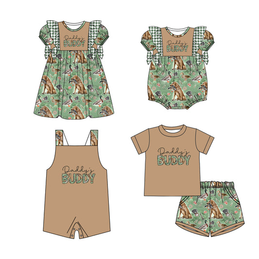11.21(Custom Design Preorder MOQ 5 Each Design)Daddy's Buddy Dog Duck Print Kids Summer Matching Clothes Sibling Wear