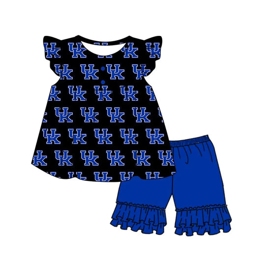 (Custom Design Preorder MOQ 5)  Team's Kentucky UK Print Girls Summer Clothes Set