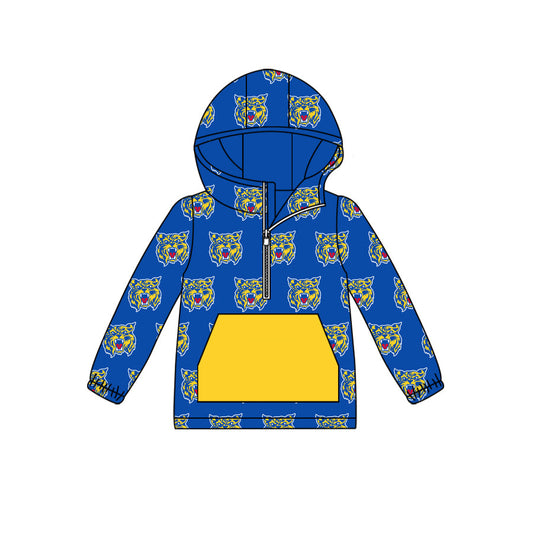 (Custom Design Preorder MOQ 5) Team's Wildcats Print Kids Fall Zipper Hoodie Top