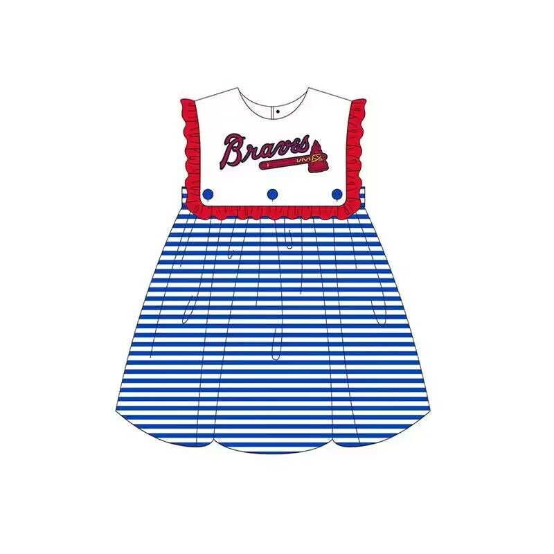 (Split Order Preorder) Deadline May 25  Team's A Stripes Prints Girls Summer Dress