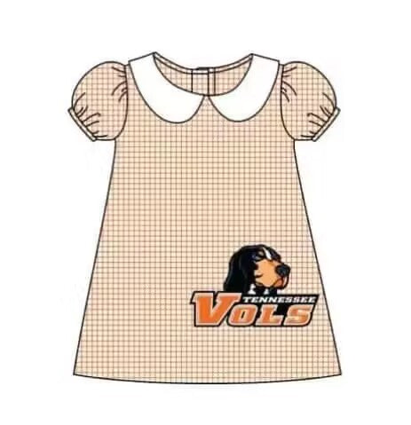 (Custom Design Preorder MOQ 5)   Team's VOLS Print Girls Knee Length Summer Dress