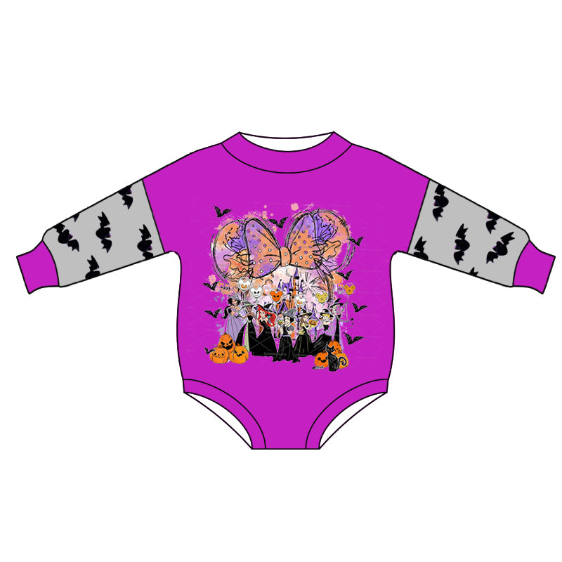 (Custom Design Preorder MOQ 5) Cartoon Printcess Print Baby Girls Halloween Romper