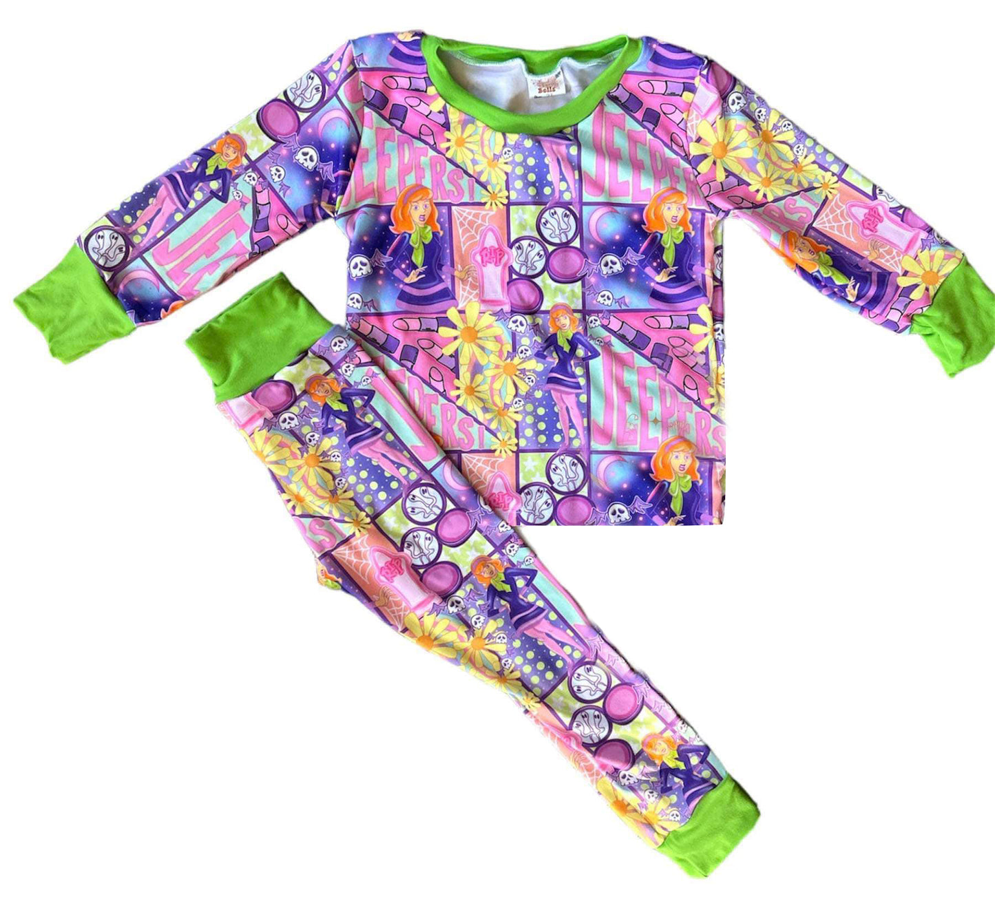 (Custom Design Preorder MOQ 5)  Magic Bus Print Kids Pajamas Clothes Set