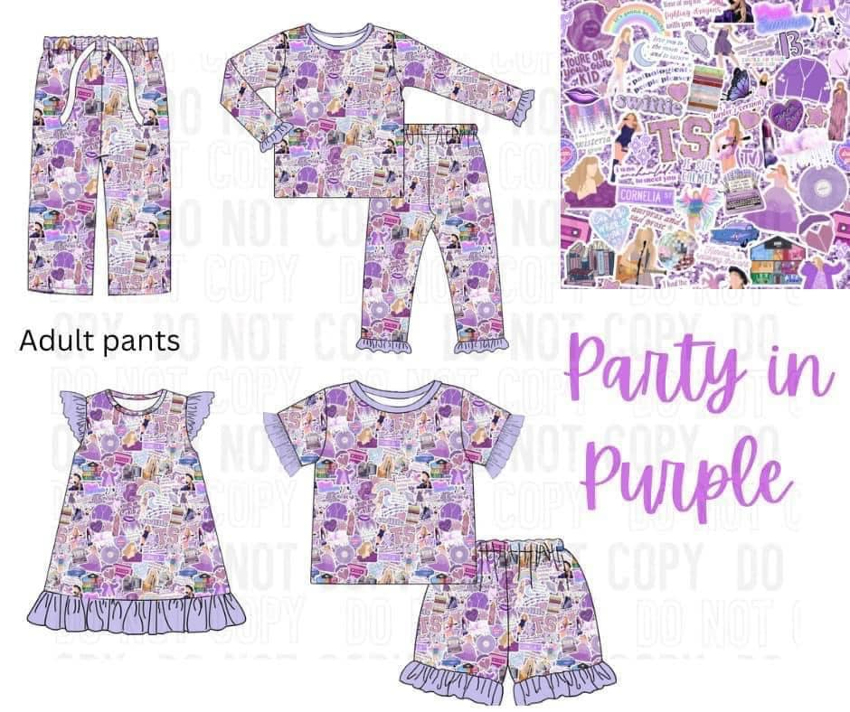 (Custom Design Preorder MOQ 5) Purple Singer Print Adult Pajamas Pants