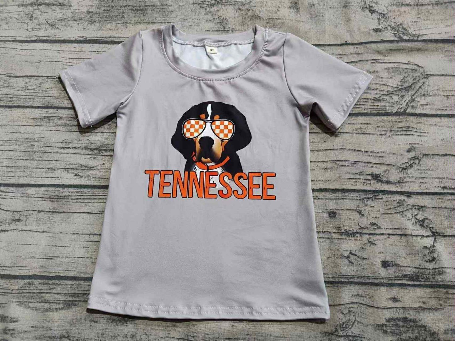 (Custom Design Preorder MOQ 5) Team's TENNESSEE Grey Print Kids Summer Tee Shirts Top