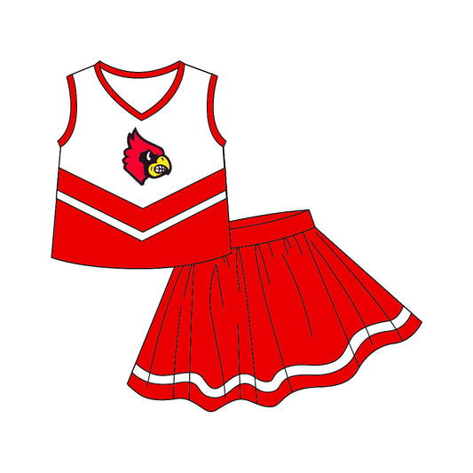 (Custom Design MOQ 5) Sleeveless top football team's NO.9 red skirts girls clothes set