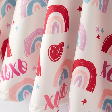 (Custom Design Preorder MOQ 5) Rainbow XOXO Print Girls Valentine's Day Knee Length Velvet  Dress