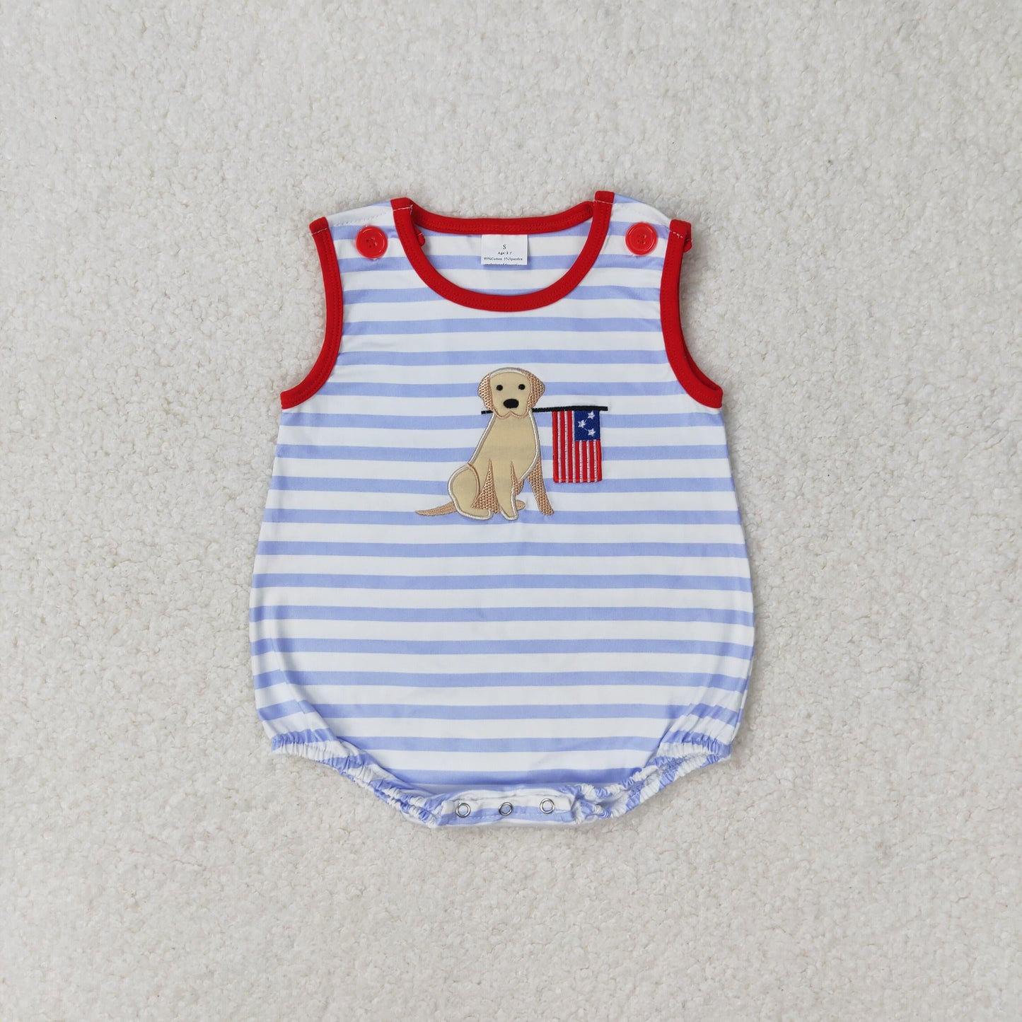 Dog Flag Embroidery Stripes Print Sibling 4th of July Matching Clothes