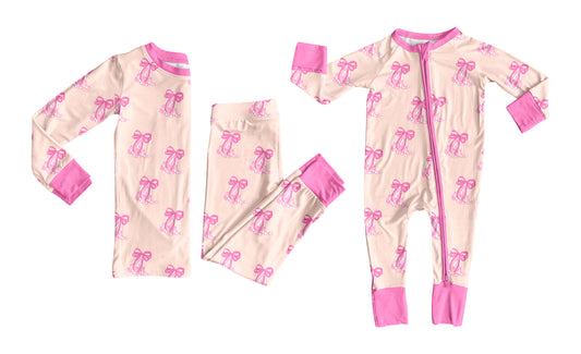 12.1(Custom Design Preorder MOQ 5 Each Design) Boots Bows Print Girls Western Pajamas Matching Clothes Sisters Wear