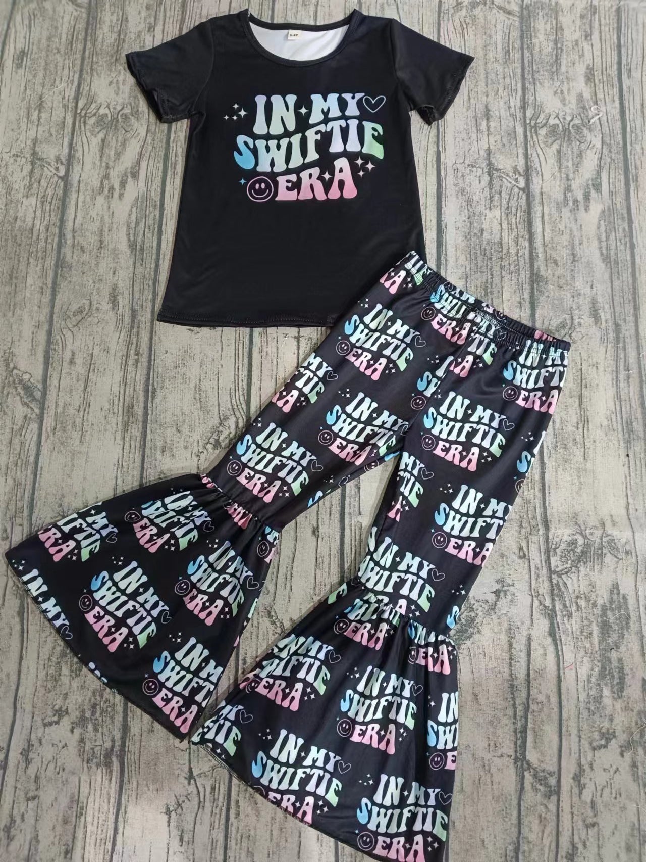 (Custom Design Preorder MOQ 5) I My Swiftie ERA Singer Print Bell Pants Girls Clothes Set