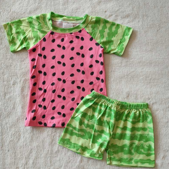 (Promotion)G3-*6 Boys Summer Watermelon Print Shorts Clothes Set