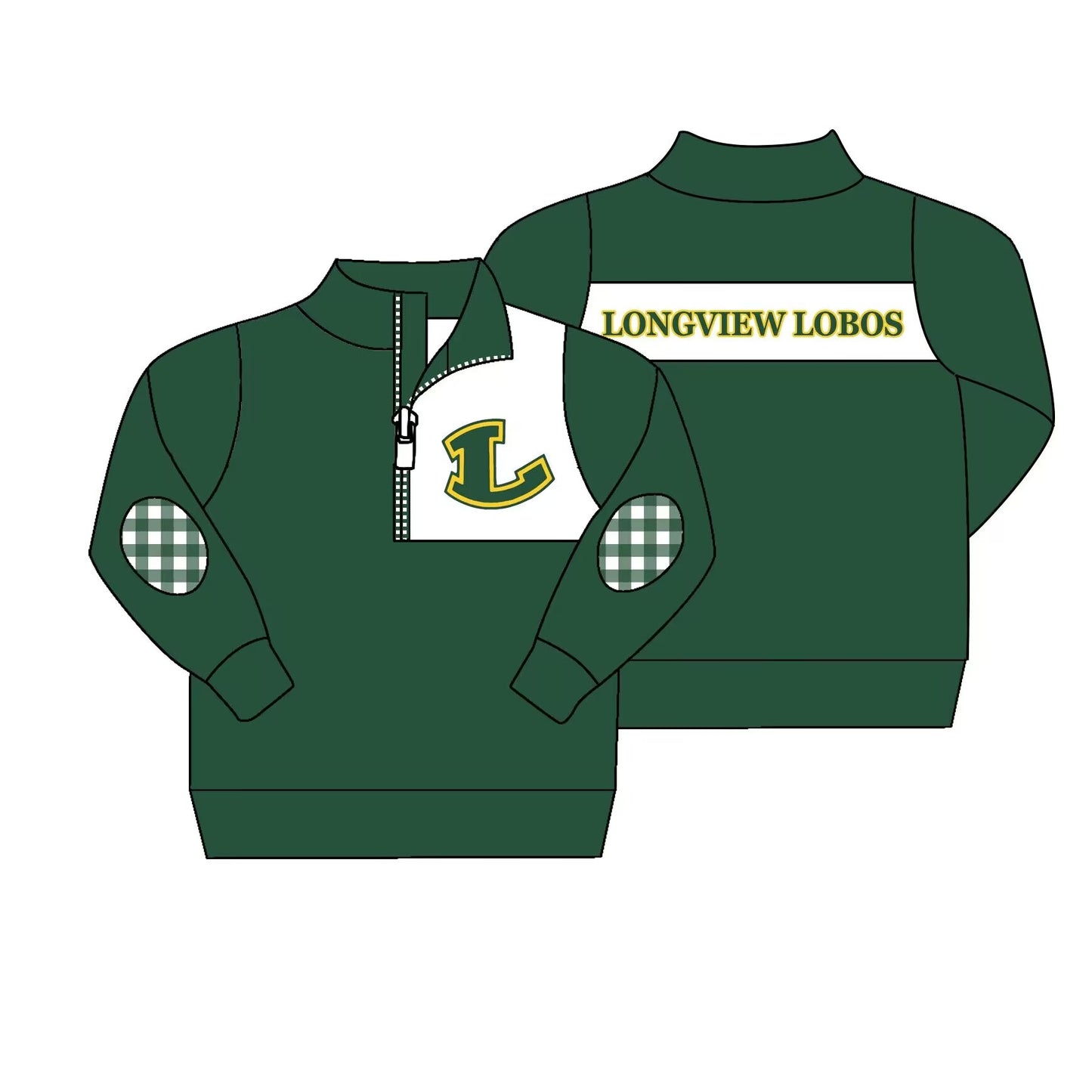 (Custom Design MOQ 5) Adult green football team's long sleeve zipper pullover shirts