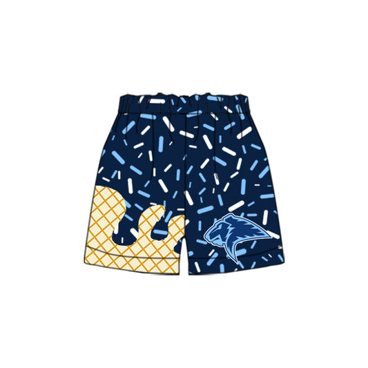 (Custom Design Preorder MOQ 5 Each Item) Team's Prestonwood Navy Sprinkles Print Summer Bottom Shorts Mom and Me Matching Clothes