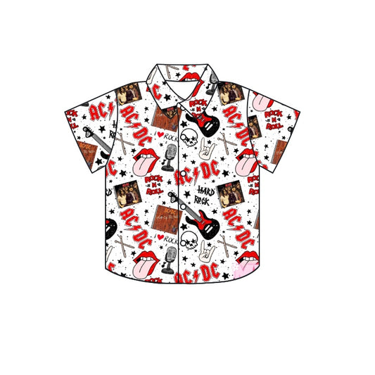 (Custom Design Preorder MOQ 5) Singer ACDC Print Boys Summer Tee Shirts Top