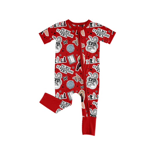 12.10(Custom Design Preorder MOQ 5) Singer Swiftie Print Baby Girls Sleeper Zipper Romper