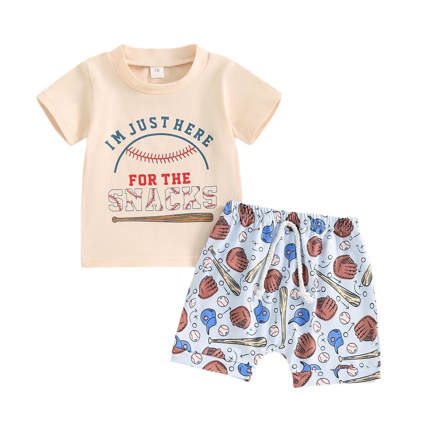 (Custom Design Preorder MOQ 5) Baseball Print Boys Summer Clothes Set