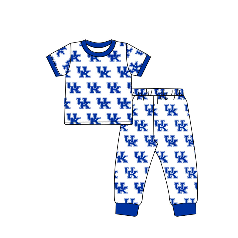 (Custom Design Preorder MOQ 5) Football Team's UK White Print Boys Pajamas Clothes Set