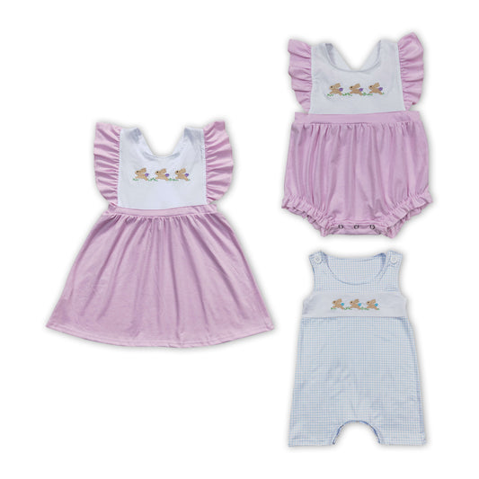 Bunny Embroidery Sibling Easter Matching Clothes